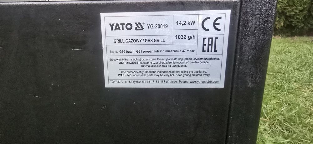 GRILL GAZOWY 4+1, Stal Nierdzewna 14.2KW YG-20019 Yato