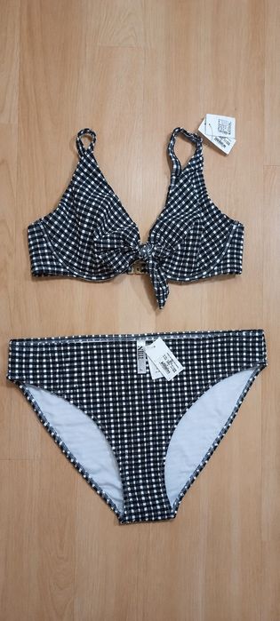 Nowy bikini w kratkę czarno-białe 85C / XL z metką