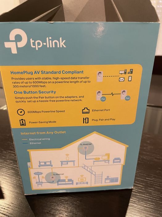 TP-Link TL-PA4010P KIT AV600 Powerline Passthrough – Como Novo