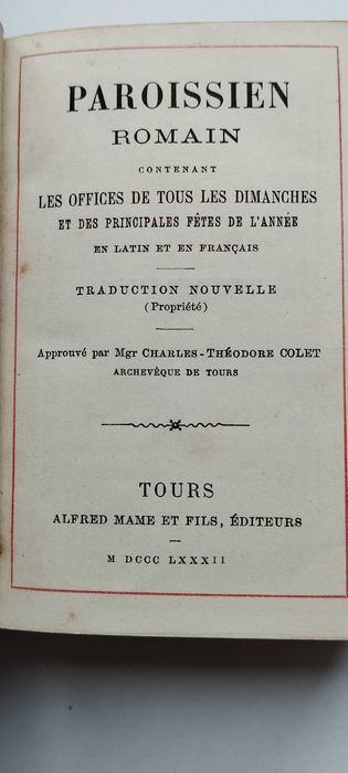 Antigo missal Paroissien Romain