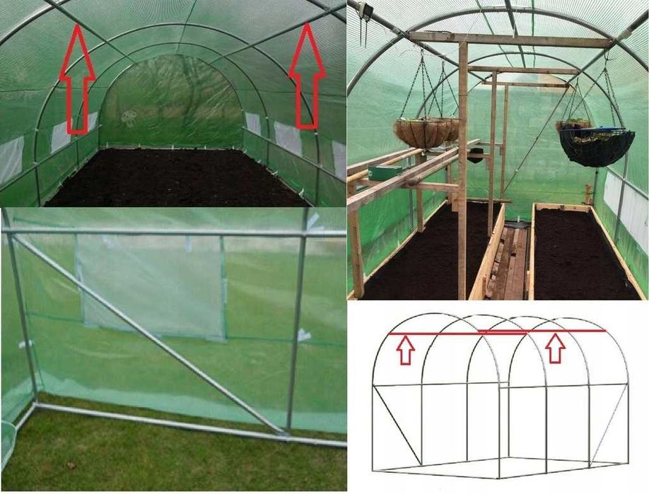 TUNEL FOLIOWY OGRODOWY Szklarnia 3x2m FOLIA 6m2 +wzmocnienie Promocja