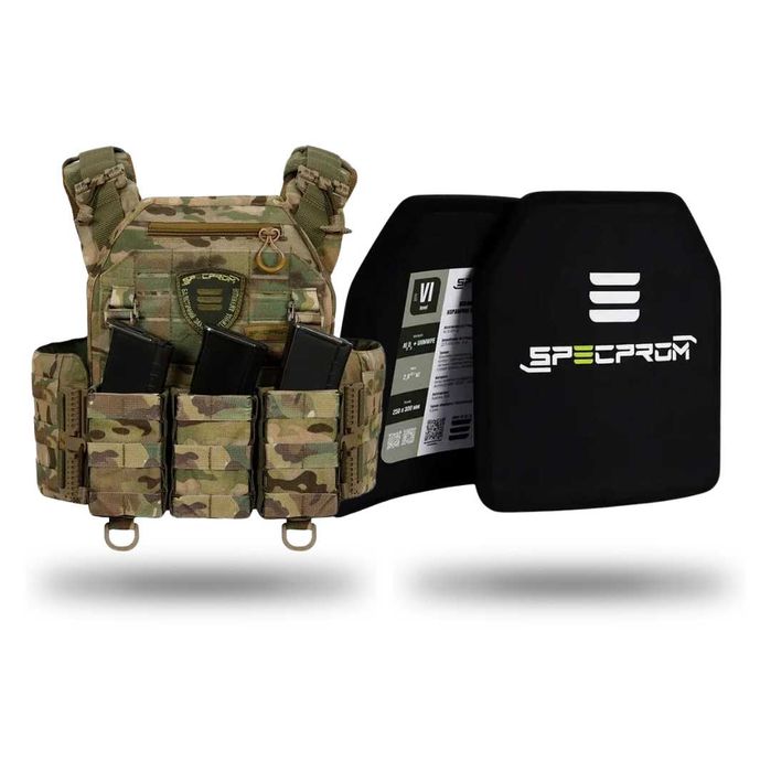 Бронежилет 6 класу ДСТУ SPECPROM Мультикам 6кг Кераміка. Cordura 1000d