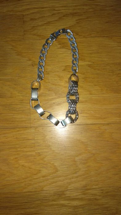 conjunto de 19 pedras semipreciosas e colar de malha em metal