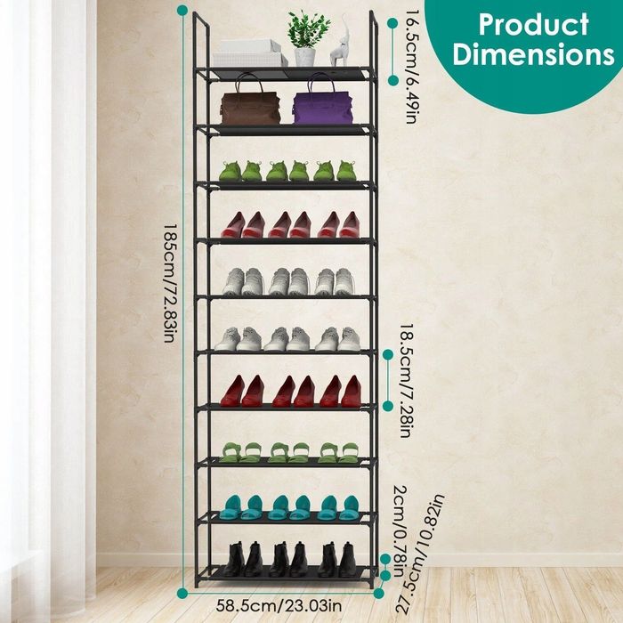 ORGANIZER na buty 10-poziomowy pionowy materiałowy czarny