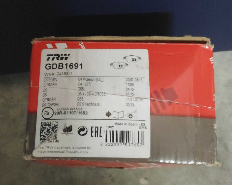 TRW COTEC GDB2044 Jogo de pastilhas para travão Eixo dianteiro DS5
