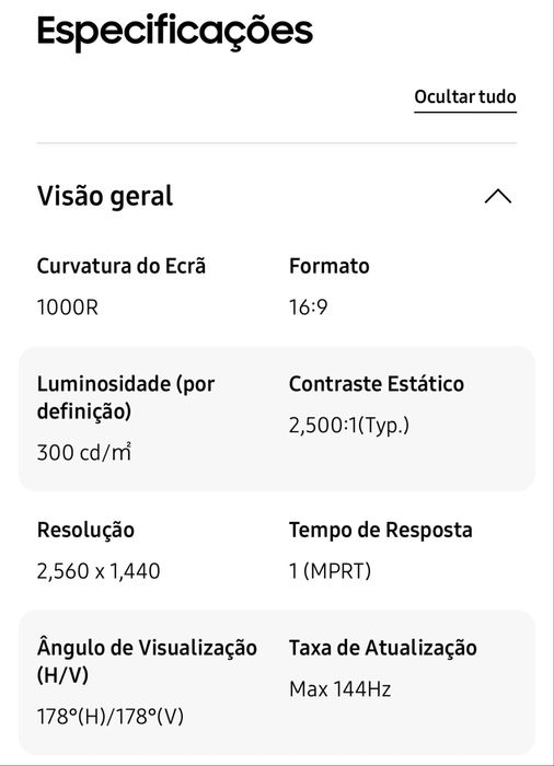 Samsung Odyssey G5 32” Curvo QHD 144 Hz – Excelente estado