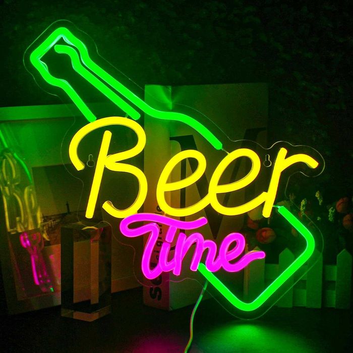 Neon LED Dekoracyjny BEER TIME Wielokolorowy Ściemnialny 32x32 USB