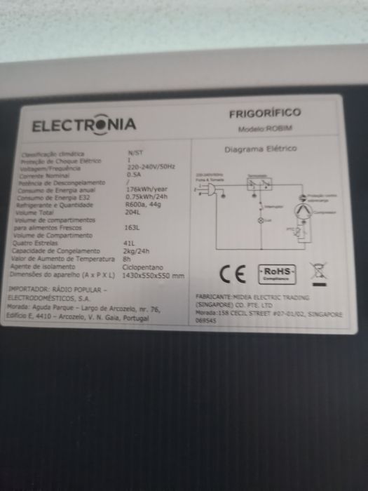 Frigorífico Electronia em Garantia