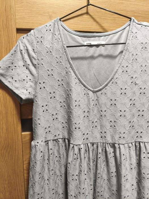 Niebieska sukienka ażurowe wzory sinsay s m 36 38 baby blue