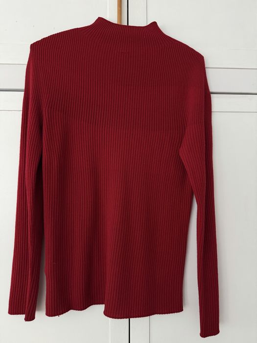 Uniqlo sweter damski 100% wełna L bordowy prążkowany półgolf basic