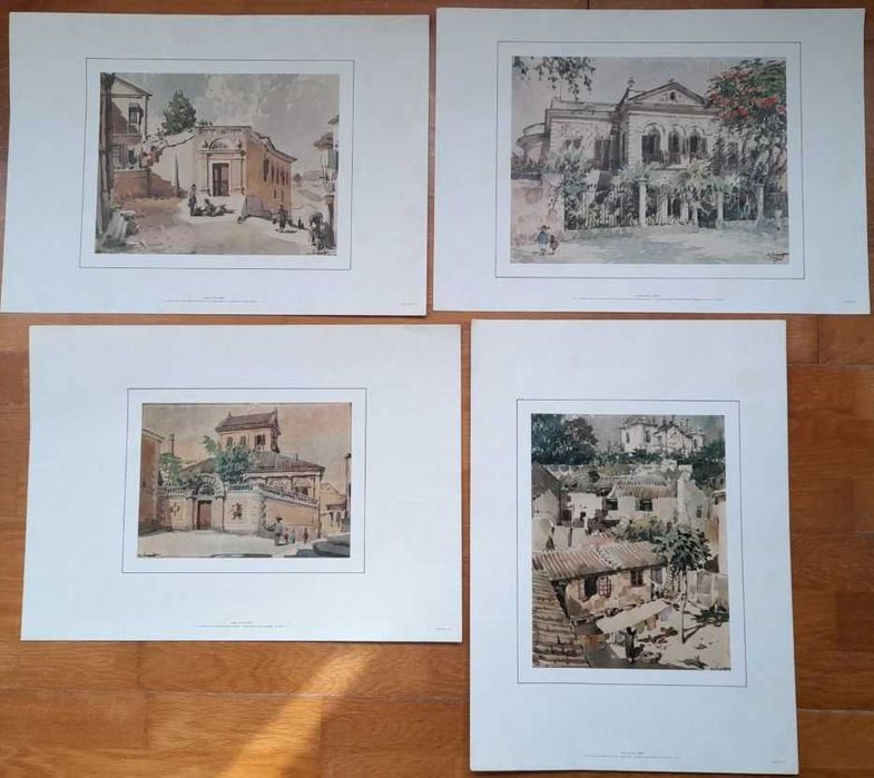 4 Reproduções de Aguarelas de Macau Antigo (Museu Luís de Camões)