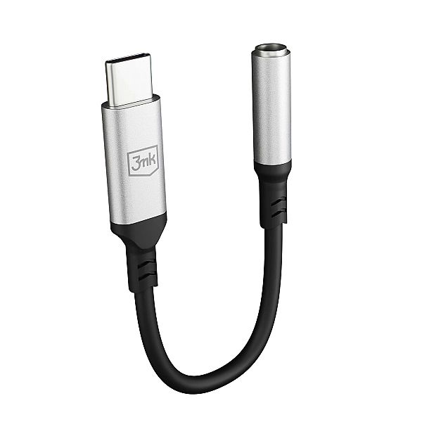 Adapter 3mk USB-C - minijack 3.5 mm - srebrny