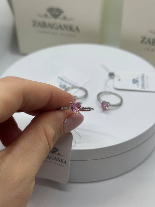 Нова срібна каблучка с сердцем в стилі Пандора(15р,16р,17р)