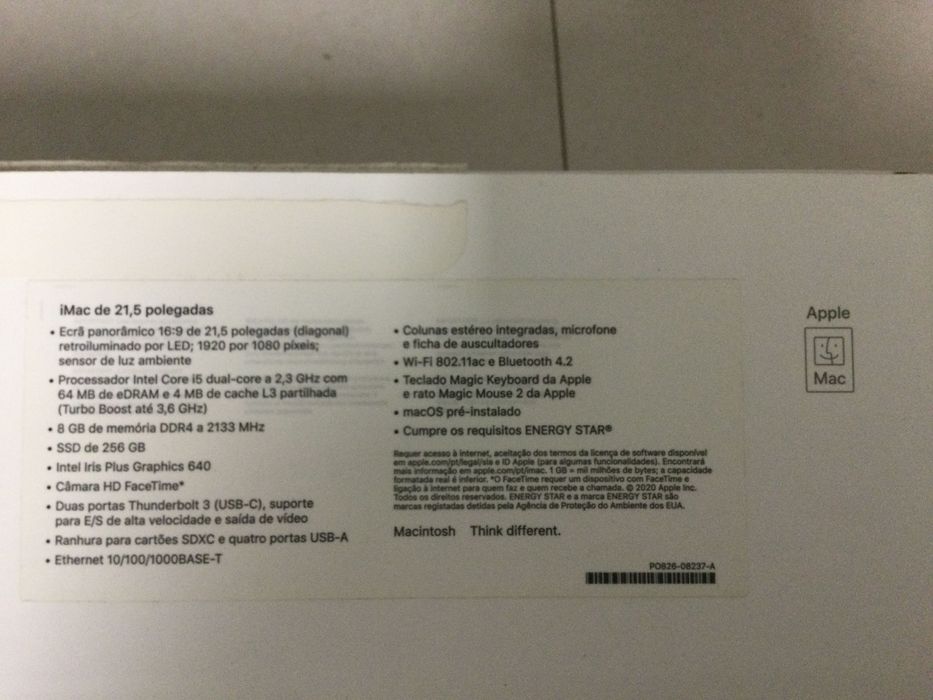 caixa de iMac de 21,5 polegadas 2020