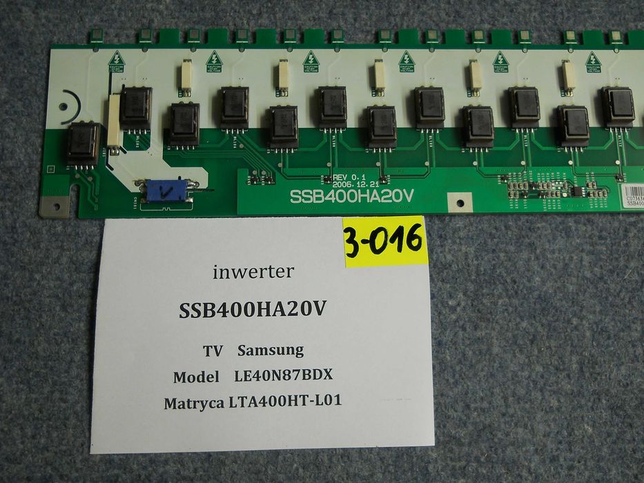 Płyta główna, zasilacz, logika, głośnik, inwerter, moduł