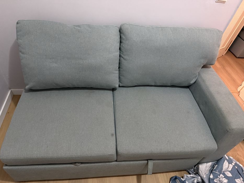 Sofá Cama com Chaise Longue – Como Novo!