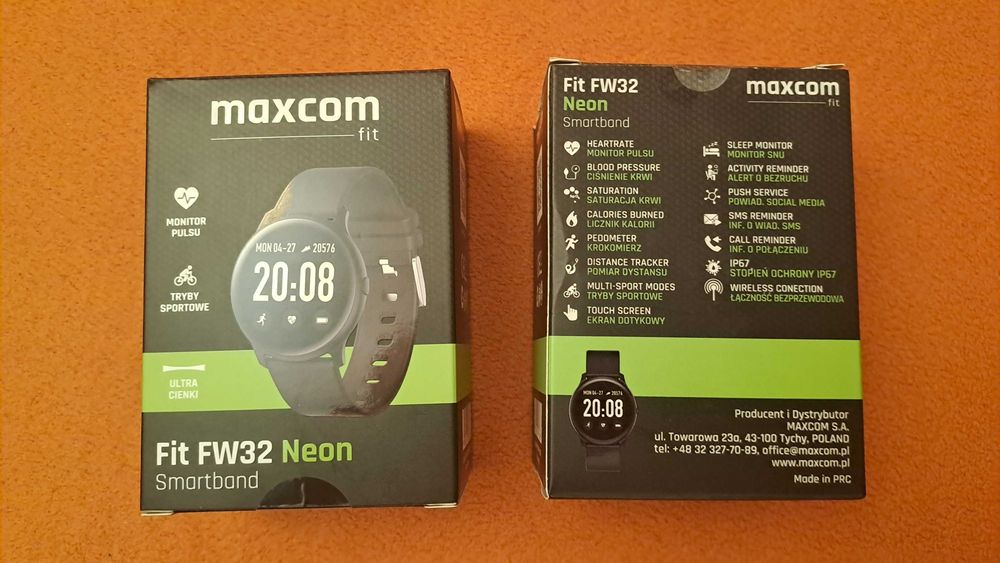 Zegarek, smartband Maxcom Fit FW32 Neon czarny, smartwatch.