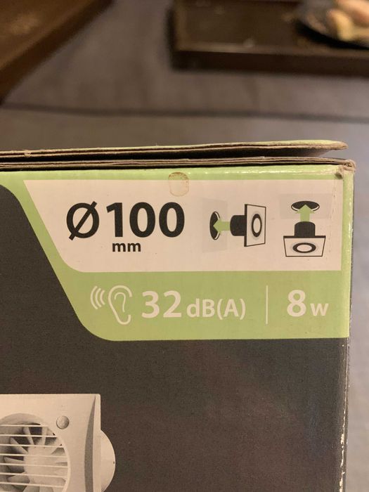 Ventilador branco novo Equation 100 mm wc