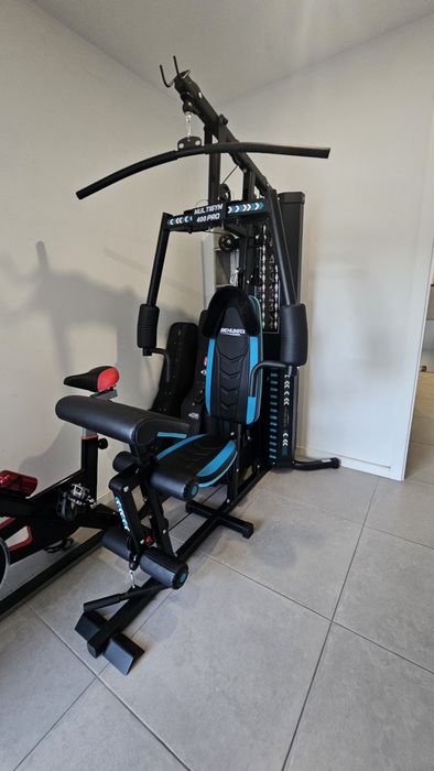 Equipamento ginasio multy gim bicicleta e halteres e barra