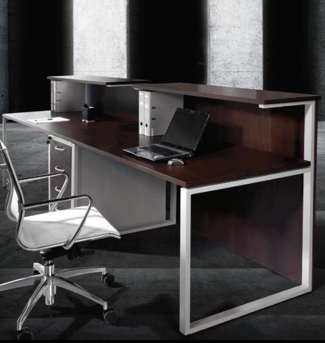 Balcão atendimento ao público metálico e madeira de melamina Novo