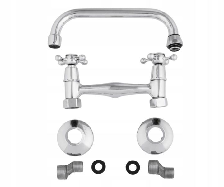 Bateria Kuchenna Ścienna Zlewozmywakowa Retro Kran Chrom Kurki Klasyk