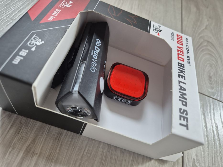 Oświetlenie rowerowe przód+tył 550lm, Zestaw lampek rowerowych