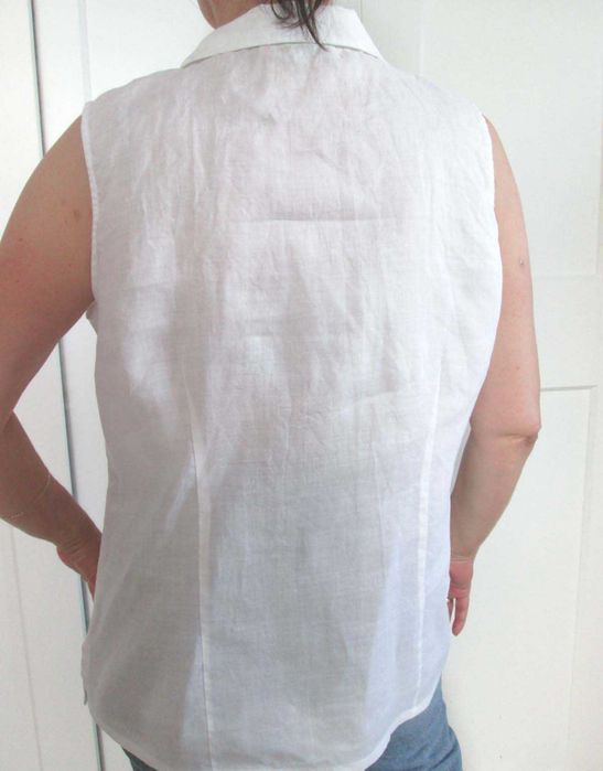 Biała lniana bluzka 100% len haft vintage L XL 40 42