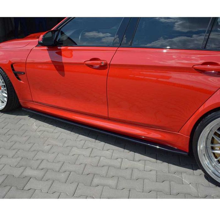 Накладки на пороги в стиле Maxton Design для BMW M3 F80/M4 F82/ M3 F30/ M4 F32 диффузор спойлер сплиттер губа пороги зеркала обвес сплiтер