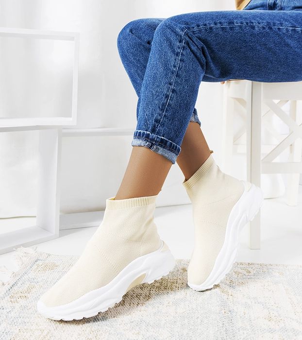 Beżowe wysokie sneakersy Melasak