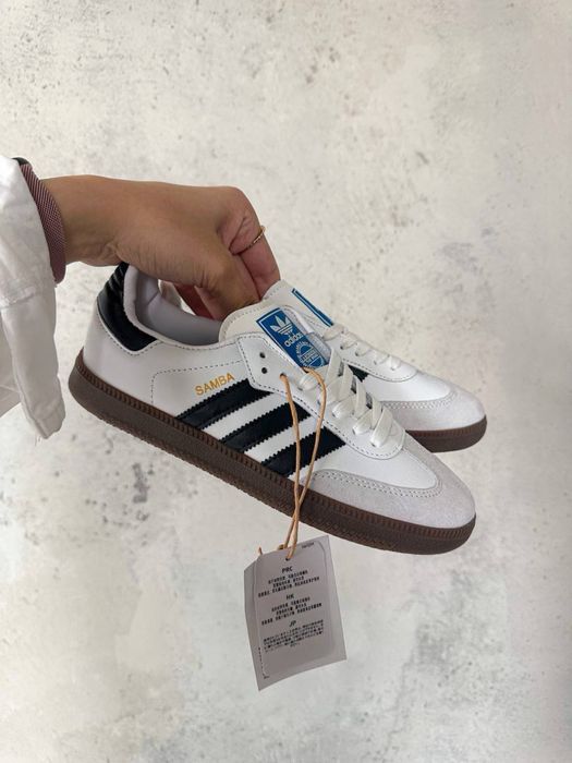 (36-45) Кросівки Adidas Samba White Black адідас самба базові легкі