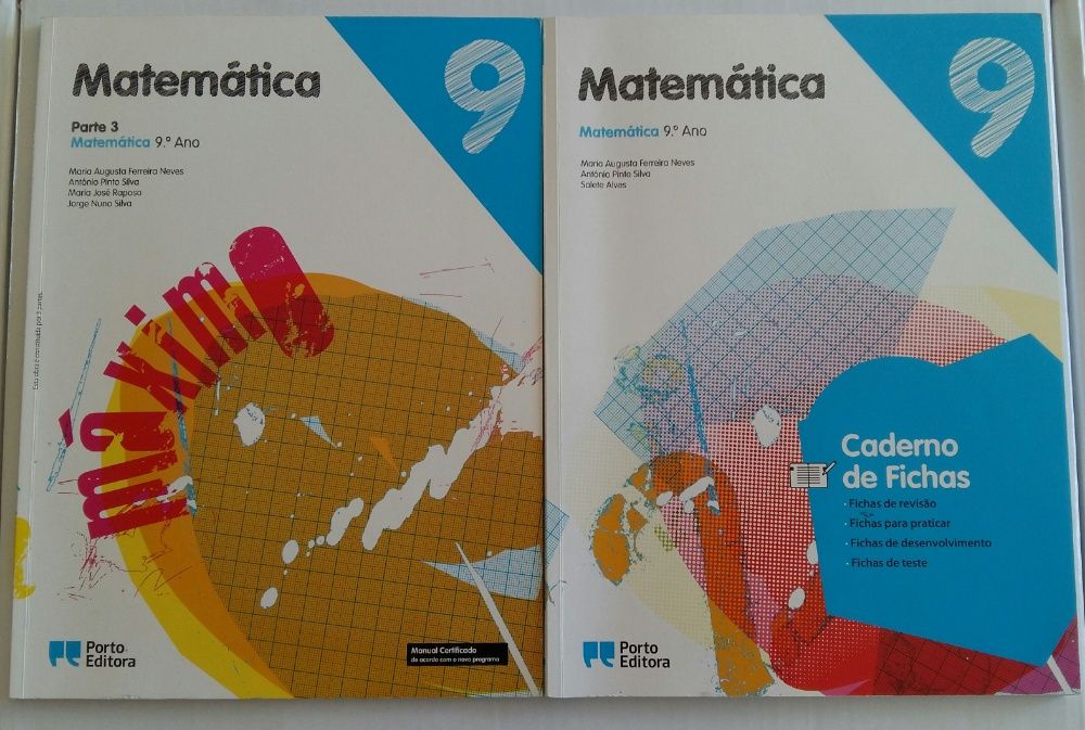 Manual e caderno de atividades Matemática - 9.º Ano - MUITO BOM ESTAD