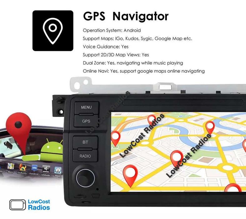 Rádio BMW E46 - IMITAR ORIGINAL • Android 15 • 2DIN Wifi GPS Serie 3 | CARPLAY • ANDROID AUTO