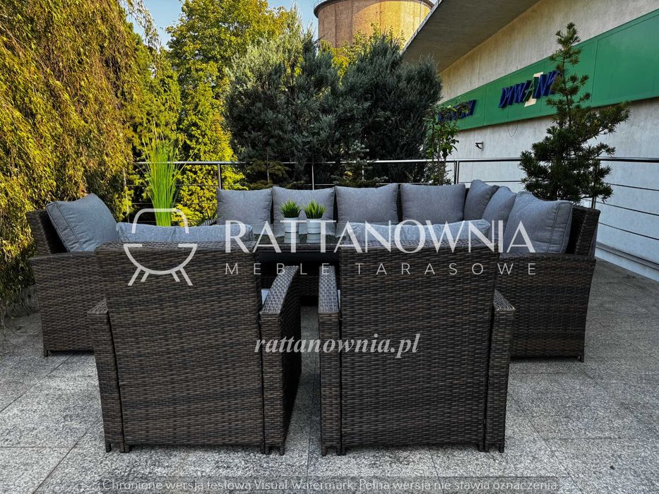 Narożnik Ogrodowy Zestaw Wypoczynkowy Technorattanowy 2 Kolory Premium