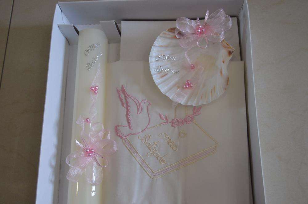 Conjunto Baptizado - Vela + toalha + concha