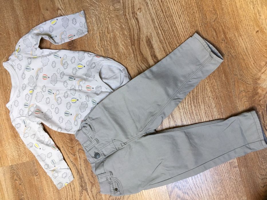 Zestaw komplet hm spodnie body hm h&m 80 szare spodenki