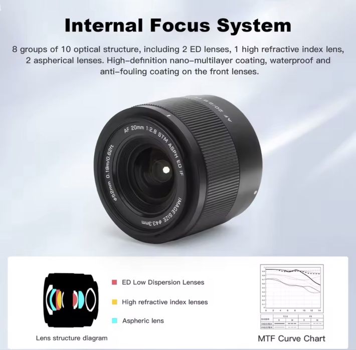 Viltrox AF 20mm f/2.8 STM ASPH ED IF (Sony FE) Lente objetiva nova