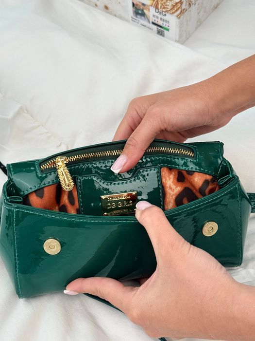 Сумка Dolce & Gabbana Mini Sicily Green Patent Leather with Gold Hardwa