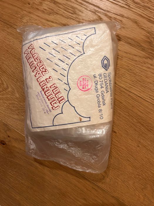 UNIKAT PRL! Nowy płaszcz przeciwdeszczowy foliowy GEDANIA Gdańsk Deadstock Vintage