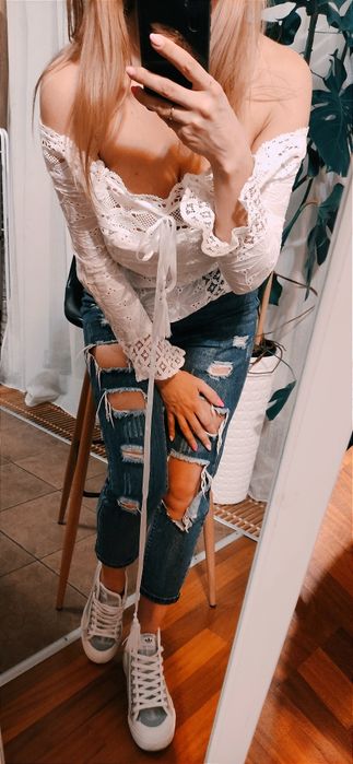 Bluzeczka boho z odkrytymi ramionami