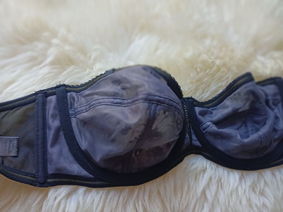 M&S czarny miękki delikatny biustonosz bardotka 70D 32D