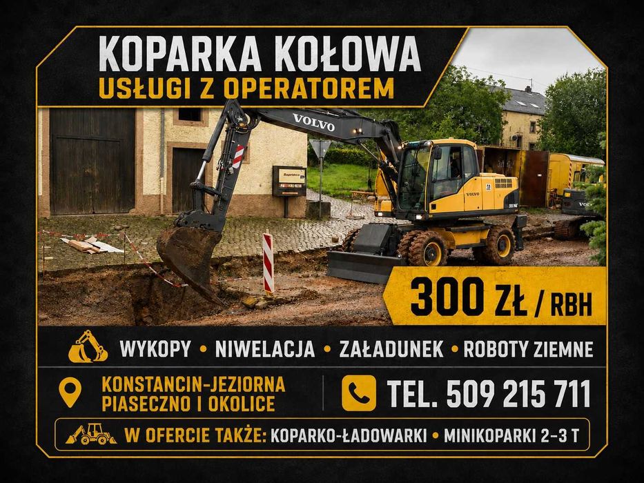 KOPARKA KOŁOWA / KOPARKA OBROTOWA Od zaraz  Piaseczno i Okolice