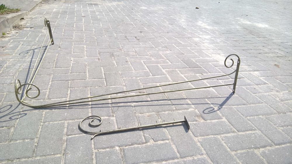 Metalowy przyścienny narożny stelaż metalowy na zasłonę stare złoto