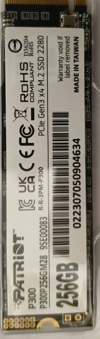 Накопичувач SSD 256GB Patriot P320 M.2 2280 PCIe 3.0 x4 NVMe TLC