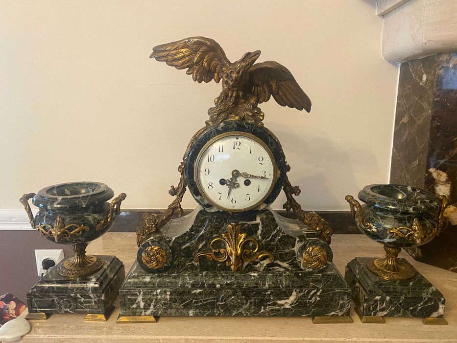 Zegar kominkowy brąz Francja XIX W