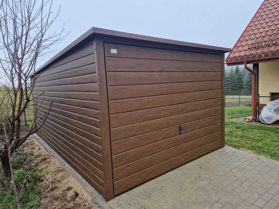 Garaż blaszany PREMIUM 6x5 drewnopodobny / RAL