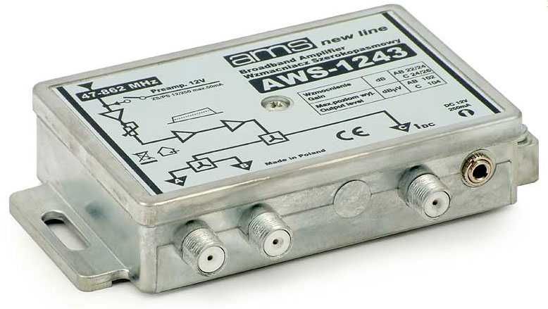 Wzmacniacz antenowy wewnętrzny z zasilaczem AWS-1243 SilverLine