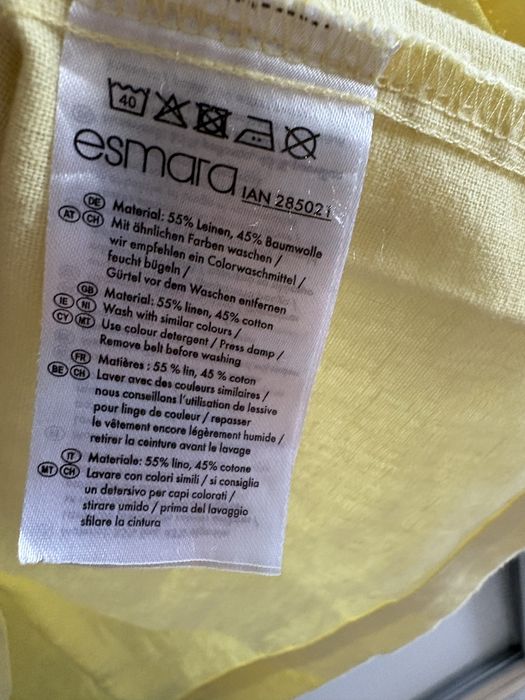 Lniano bawełniana sukienka damska masełkowy kolor