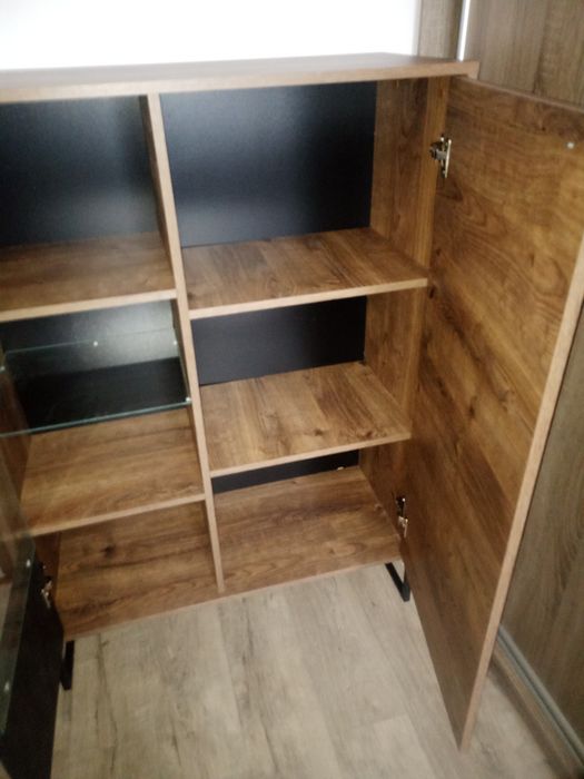Nowa Witryna Dark Dwt93 Dąb Ribbeck/Czarny Kamień