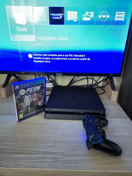 PS4 Slim 1TB + jogo FC 26 + 1 comando excelente estado