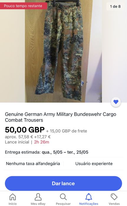 Calças Genuine Army Military Bundeswehr Cargo Combat